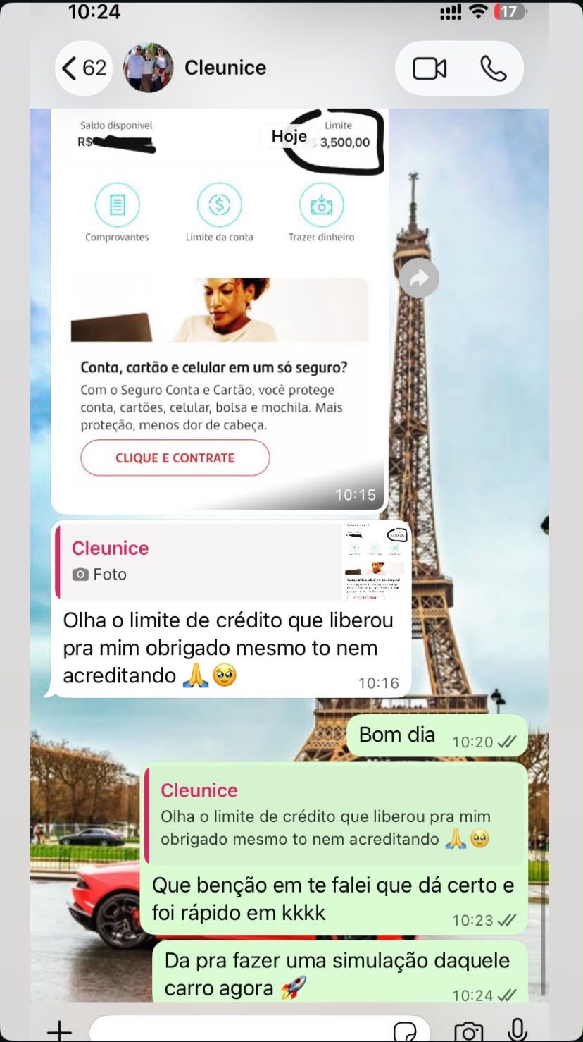 Conversa de cliente sobre limite liberado